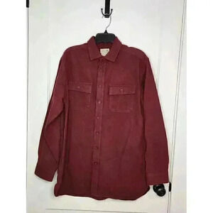 LL Bean Size Large Tall Chamois Heavy Cotton Button Shirt Maroon